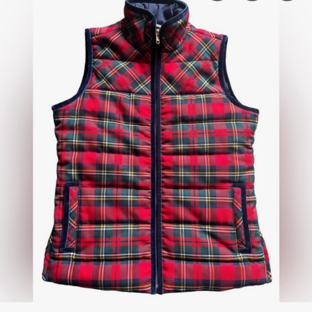 J.Crew PreppyTartan Plaid Mountain Puffer Vest NWOT Size XS